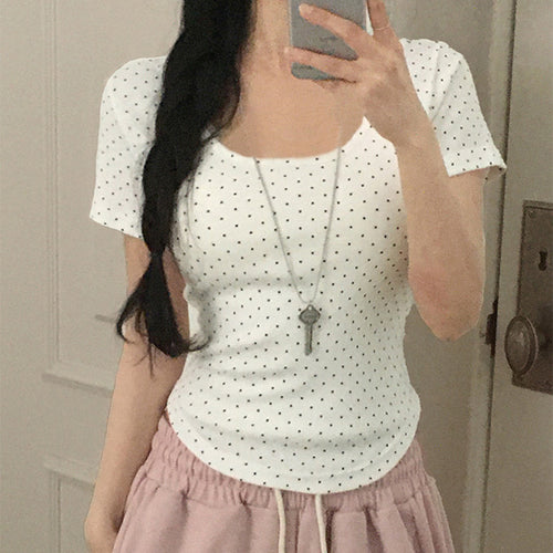 Damen Polka-Dot Shirt mit Rundhalsausschnitt und figurbetontem Schnitt Echo Archiv
