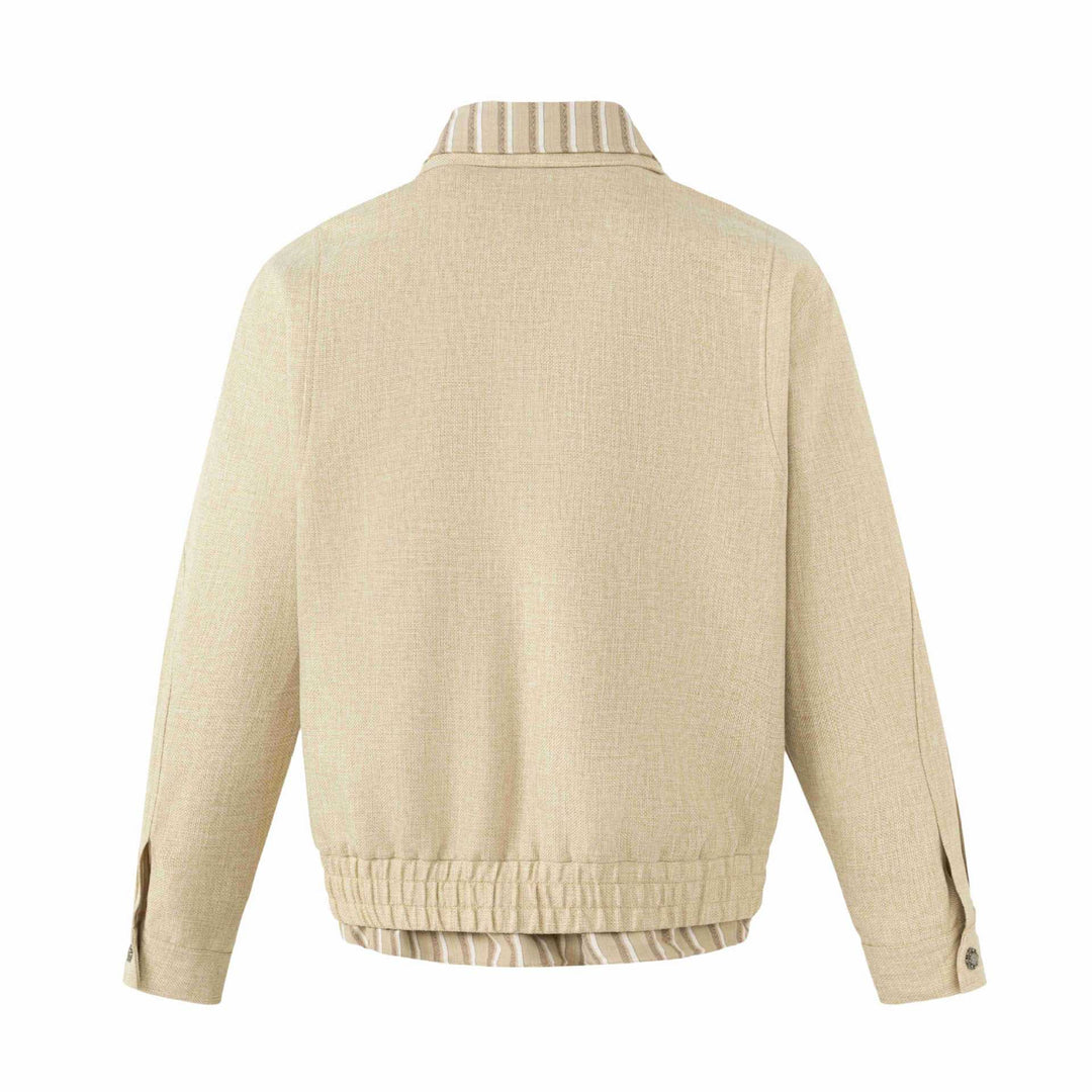 Damen Leichte Boxy‑Blousonjacke aus Leinenoptik mit gestreiftem Innenkragen Echoarchiv