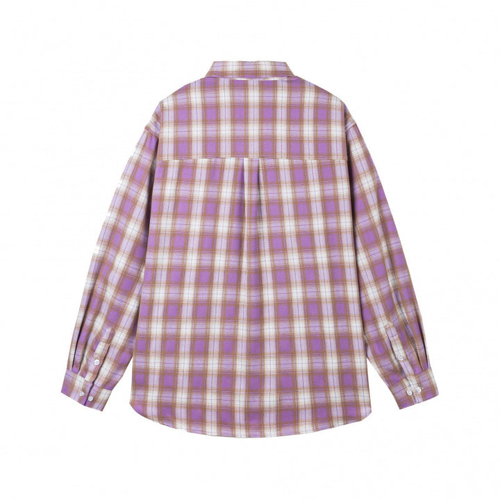 Damen Oversize-Kariertes Hemd im Flanell-Look mit abgerundetem Saum und Brusttasche Echo Archiv