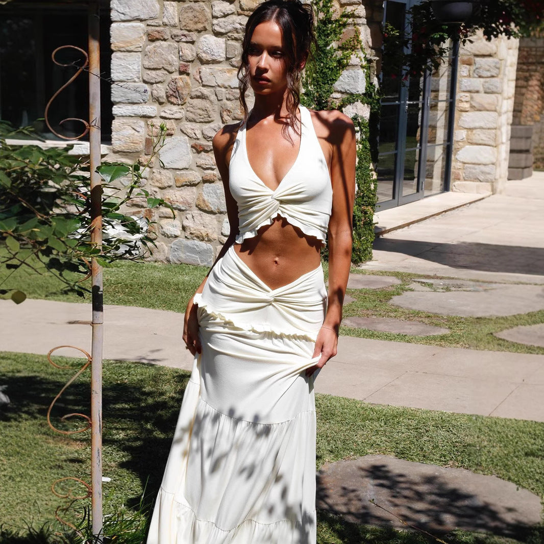 Damen Zweiteiliges Sommerkleid mit raffiniertem Oberteil und fließendem Rock Echo Archiv