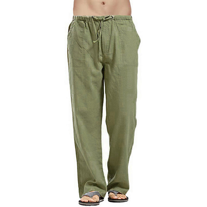 Herren nan lockere Leinenhose mit Tunnelzugbund und geradem Bein Echo Archiv