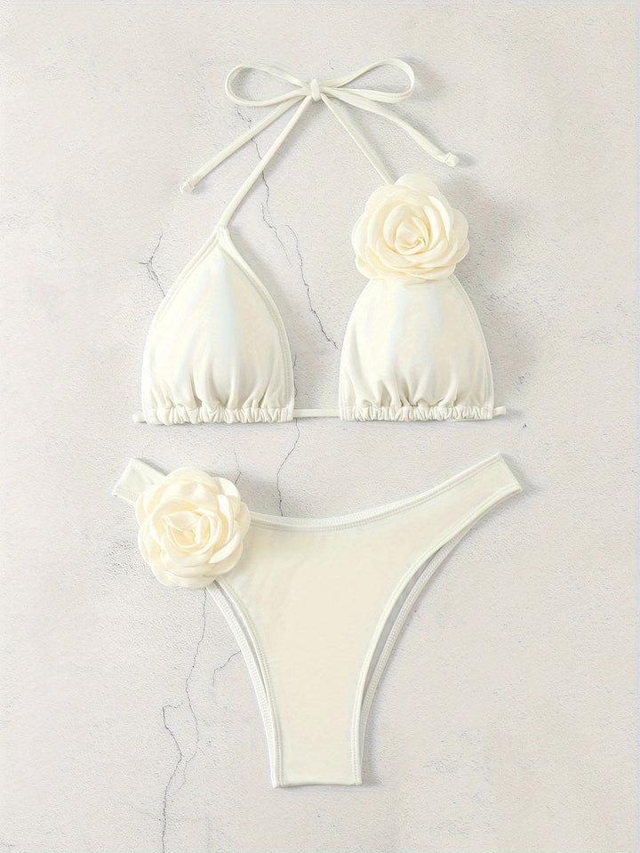 Damen Sexy Triangel-Bikini mit Blumendetails Echo Archiv