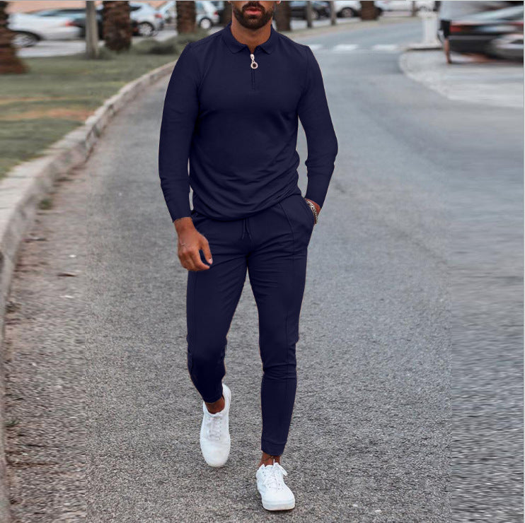 Herren sportliches Oberteil und Hose Set mit modischem Reißverschluss und elastischem Bund Echoarchiv