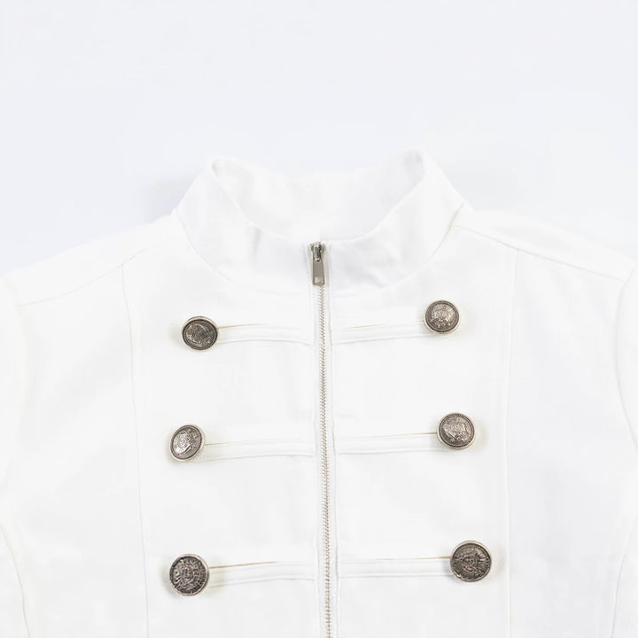 Damen Taillierte Militärjacke mit Doppelreihen-Zierknöpfen und Stehkragen Echo Archiv