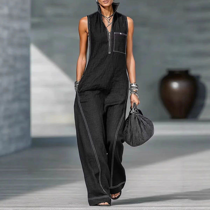 Damen Utility-Jumpsuit mit hochgeschlossenem Kragen und tiefem Reißverschluss Echo Archiv