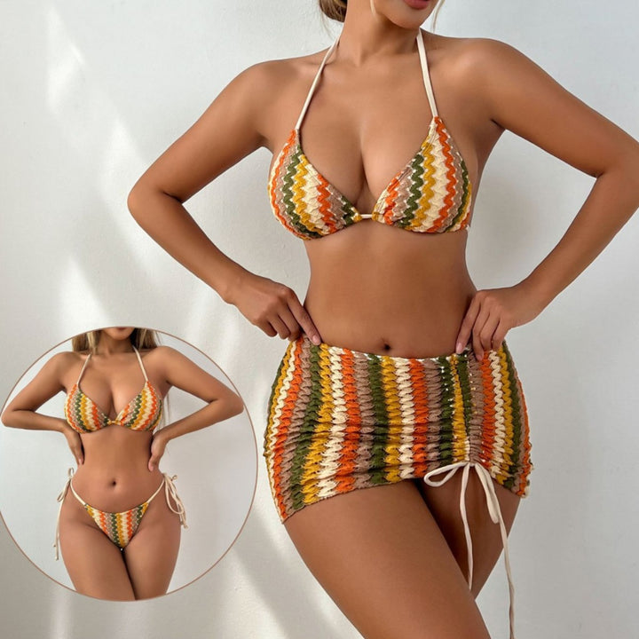 Damen Bunt gestreiftes Bikini-Set Echo Archiv