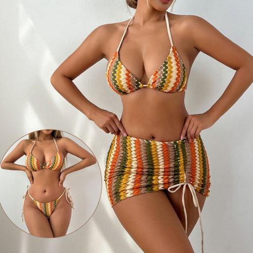 Damen Bunt gestreiftes Bikini-Set Echo Archiv