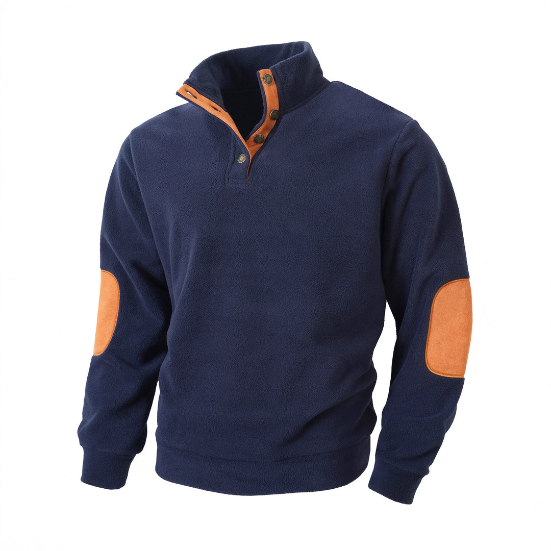 Herren Fleece Pullover mit modischem Stehkragen und Kontrastdetails Echoarchiv