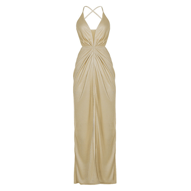 Damen glamouröses Abendkleid mit tiefem Rückenausschnitt und raffinierter Drapierung Echo Archiv