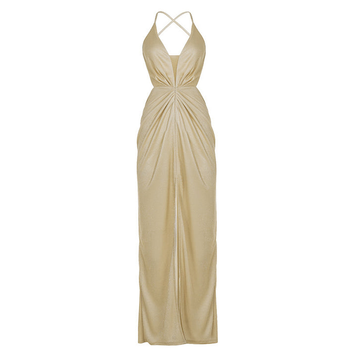 Damen glamouröses Abendkleid mit tiefem Rückenausschnitt und raffinierter Drapierung Echo Archiv