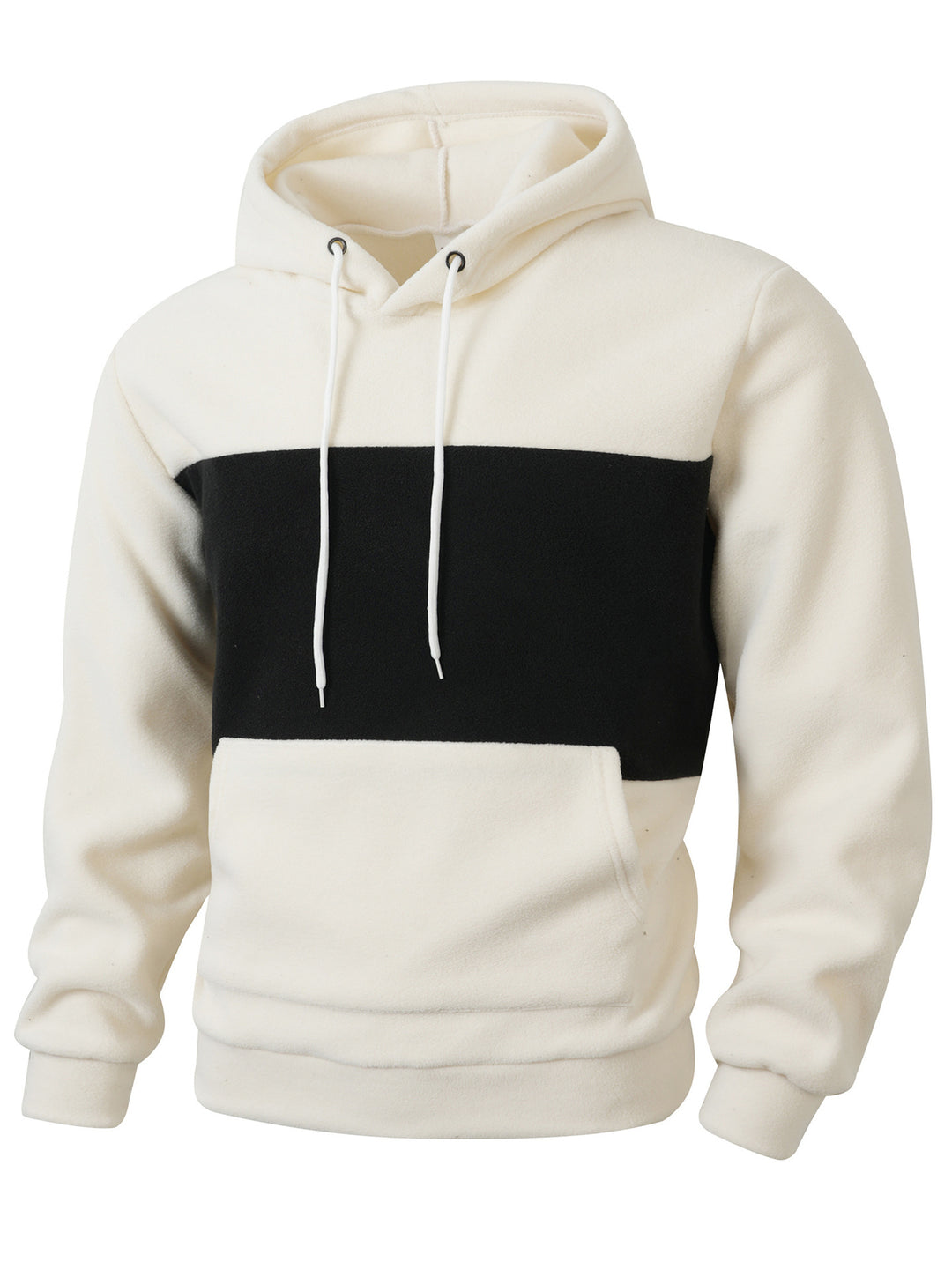 Herren Fleece Kapuzenpullover mit kontrastierenden Farbstreifen Echoarchiv