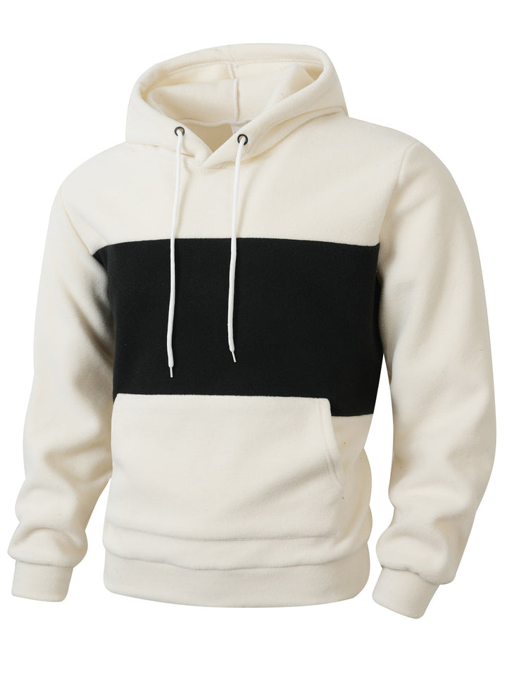 Herren Fleece Kapuzenpullover mit kontrastierenden Farbstreifen Echoarchiv