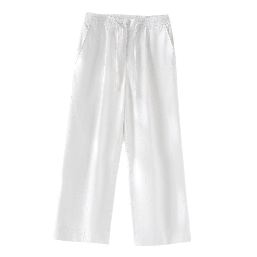 Damen Relaxed Palazzo-Hose aus Viskose‑Leinen mit Bundfalte und Tunnelzug Echoarchiv