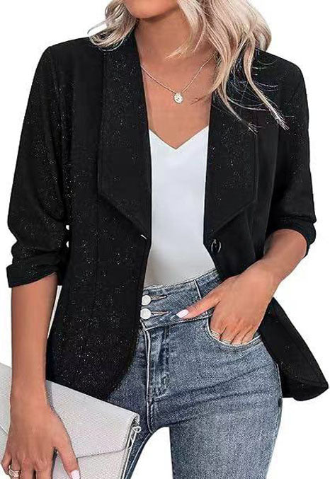 Damen Glitzer Blazerjacke mit femininer Silhouette und elegantem Revers Echoarchiv