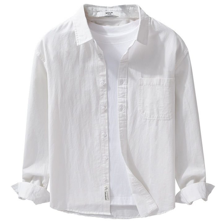 Herren Hemdjacken-Overshirt aus softem Baumwoll-Twill mit Relaxed-Fit und aufgesetzter Brusttasche Echoarchiv