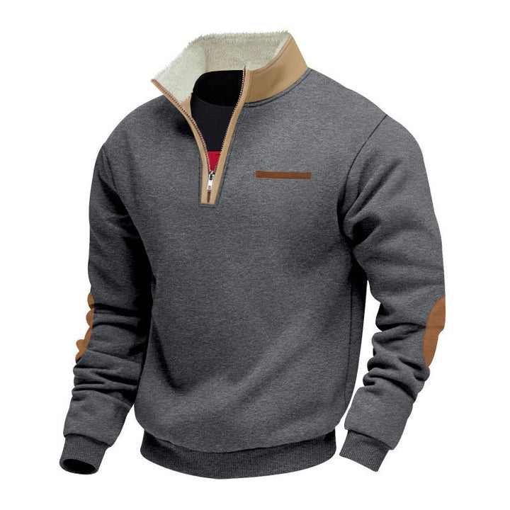 Herren nan Halbzip-Troyer mit Teddyfleece-Kragen und Leder-Ellbogenpatches Echo Archiv