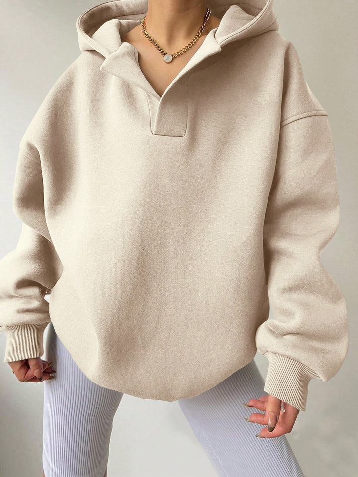 Damen Oversized Kapuzenpullover mit halbem Reißverschluss Echoarchiv