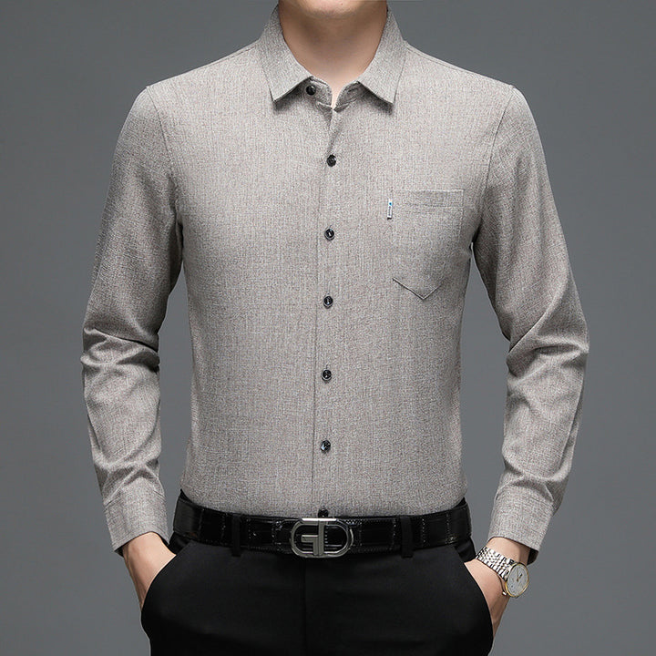 Herren elegantes Langarm-Hemd mit feinem Strukturdesign Echoarchiv