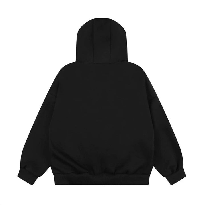 Damen Oversize Kapuzen-Zipjacke mit Nieten-Sternmotiv und hohem Kragen Echoarchiv