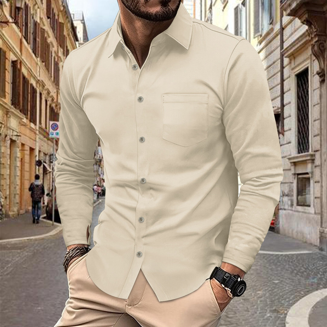 Herren elegantes Langarmhemd mit stilvollem Karomuster Echoarchiv