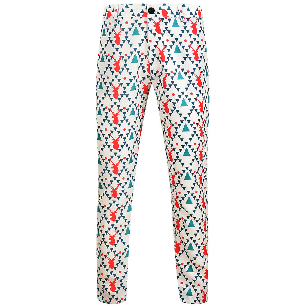 Herren Weihnachtliche Slim‑Fit Chinohose mit Allover-Santa‑Print und Stretchkomfort Echo Archiv