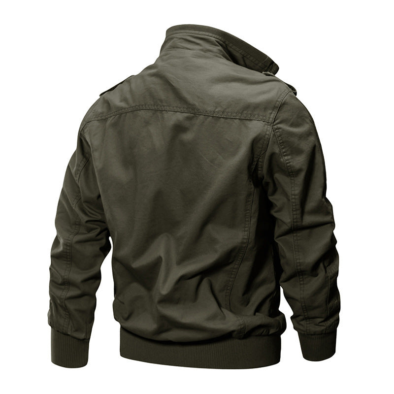 Herren nan leichter Urban-Fieldbomber aus gewaschenem Canvas mit Reißverschluss-Brusttaschen und elastischem Bund Echo Archiv