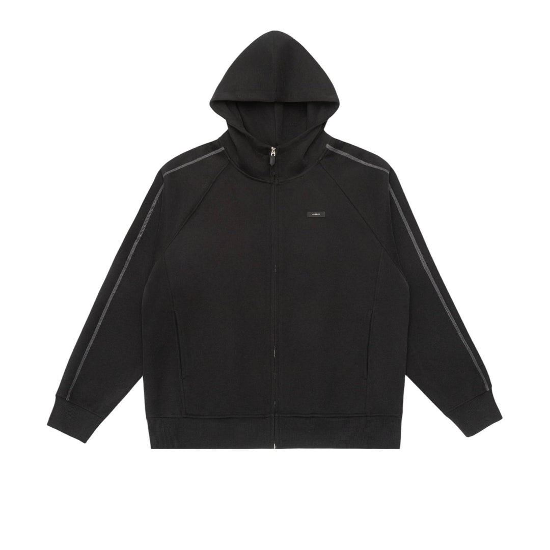 Unisex Oversize Reißverschluss-Kapuzenjacke mit Raglannähten und Rippenbündchen Echoarchiv