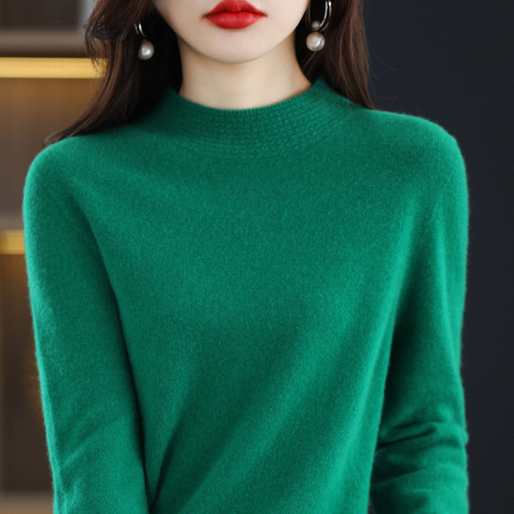 Damen Leichter Feinstrick-Mockneckpullover mit strukturierter Kragenblende Echoarchiv