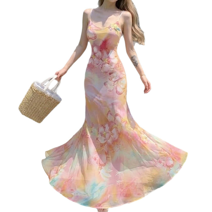 Damen Maxikleid mit floralem Design und Spaghettiträgern Echo Archiv