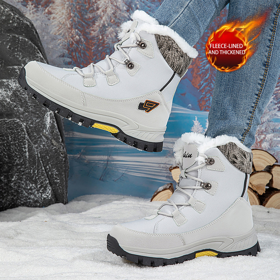 Damen Gefütterte Winter‑Trekkingstiefel mit Kunstfellkragen und griffiger Profilsohle Echo Archiv