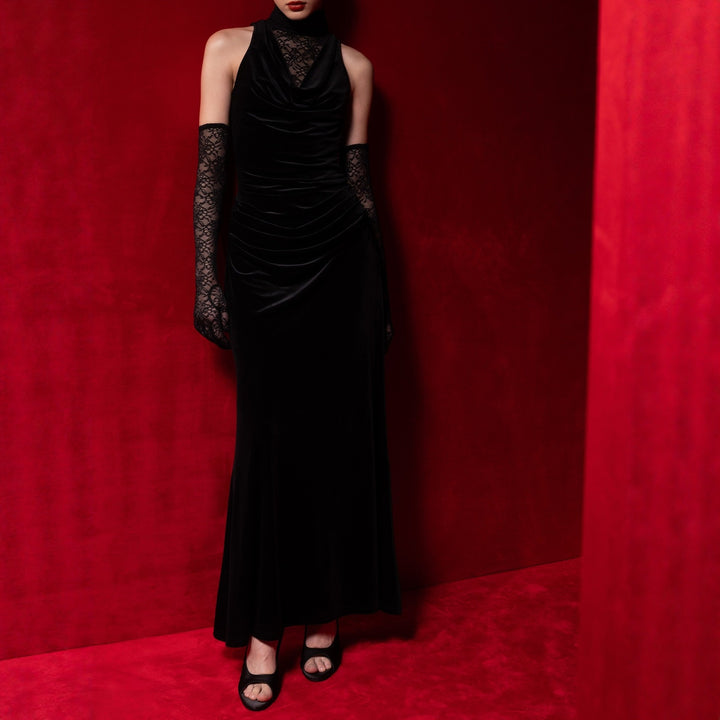Damen Elegantes Abendkleid mit raffiniertem Spitzen- und Drapierungsdetail Echo Archiv