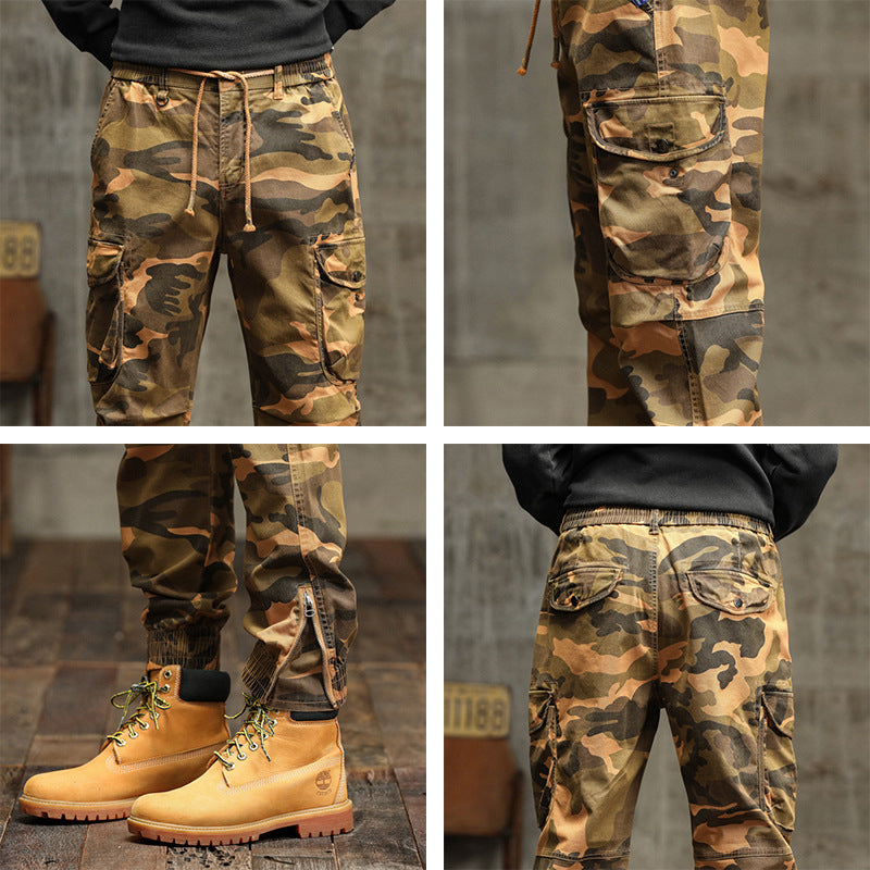 Herren Camouflage Cargo-Jogginghose mit elastischem Bund, Bündchen und Mehrfach-Taschen Echo Archiv
