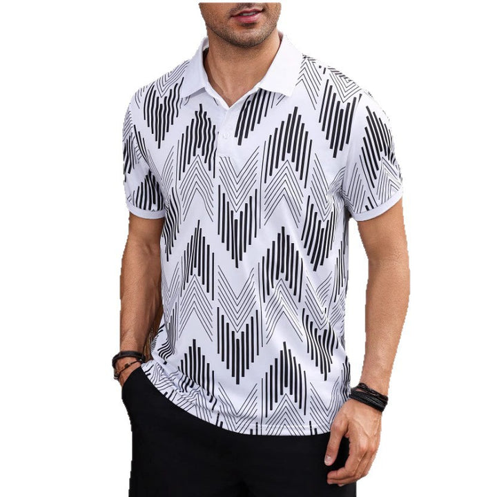 Herren Polohemd mit modernem geometrischem Design und schickem Kontrast Echoarchiv