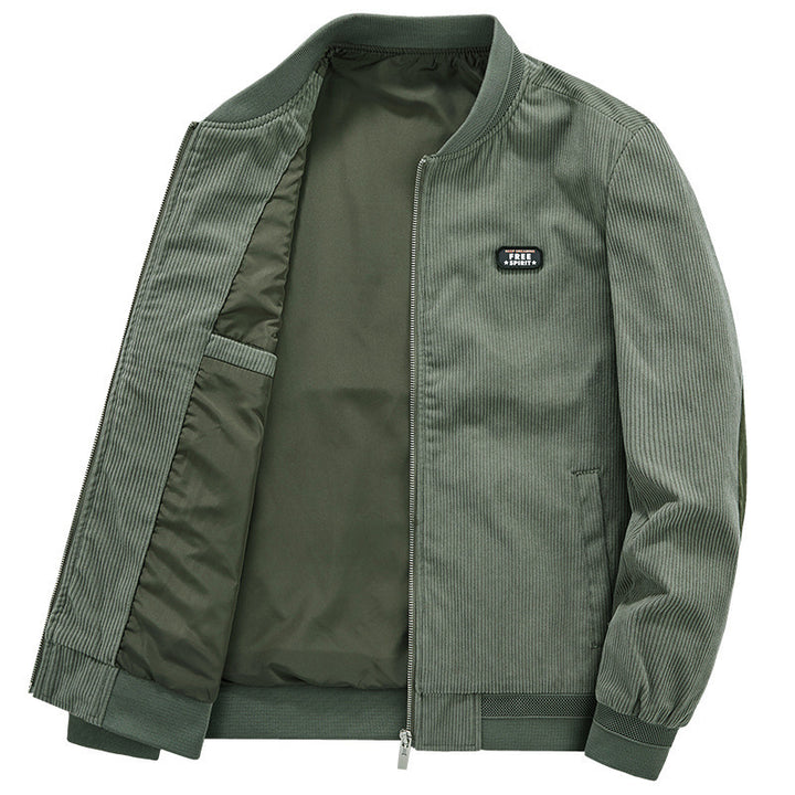 Herren Leichter Cordblouson mit wattiertem Innenfutter, Rippbündchen und Logo-Patch – Taviero