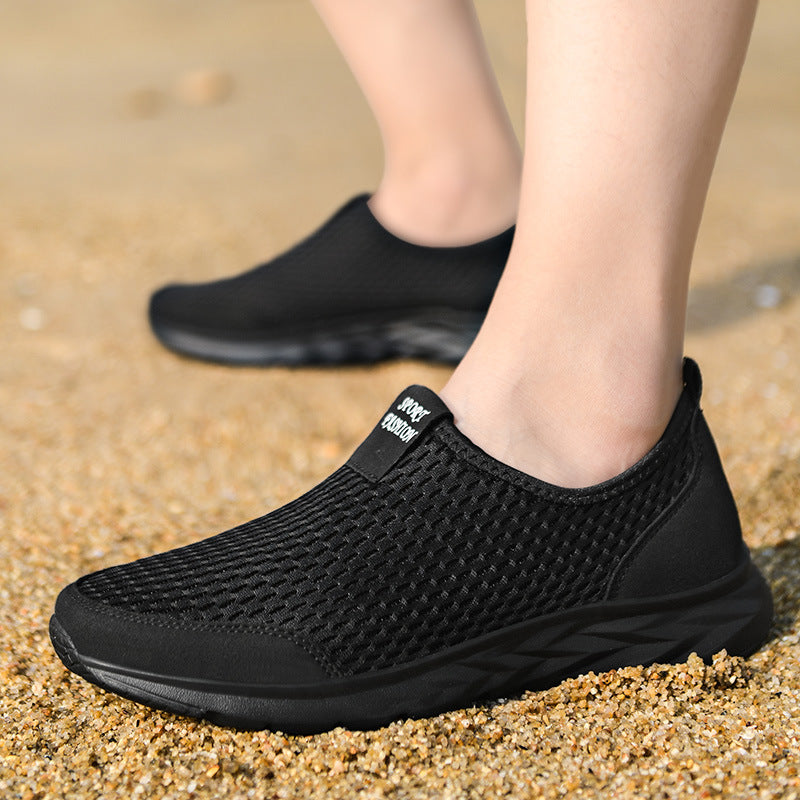 Herren leichte Slip-On Laufsneaker mit nahtlosem Maschenoberteil und stoßdämpfender Wellen-EVA-Sohle – Tavélo