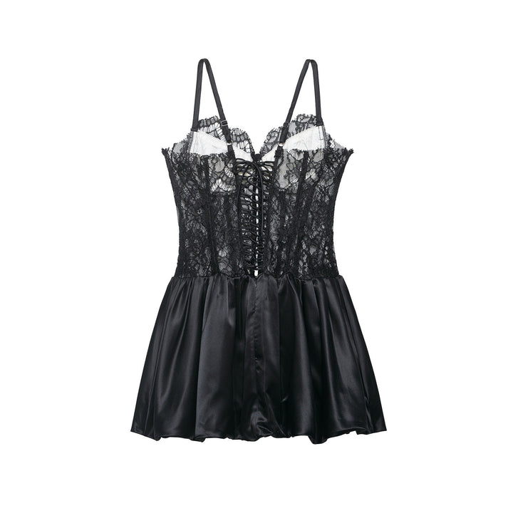 Damen Spitzen-Nachtkleid mit hochwertiger Satin-Rockpartie Echo Archiv