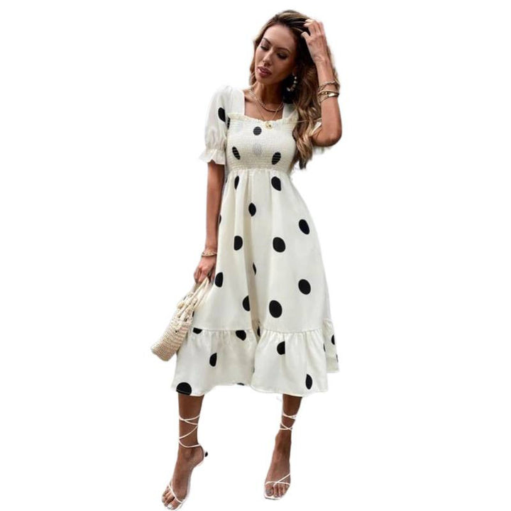 Damen Midi-Kleid mit lässigem Schnitt und großen Punkten Echo Archiv