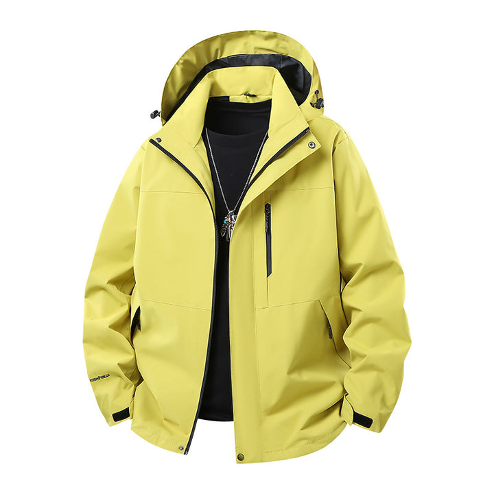 Herren Technische Softshell‑Regenjacke mit verschweißten Nähten, verstellbarer Kapuze und wasserabweisenden Reißverschlüssen Echo Archiv