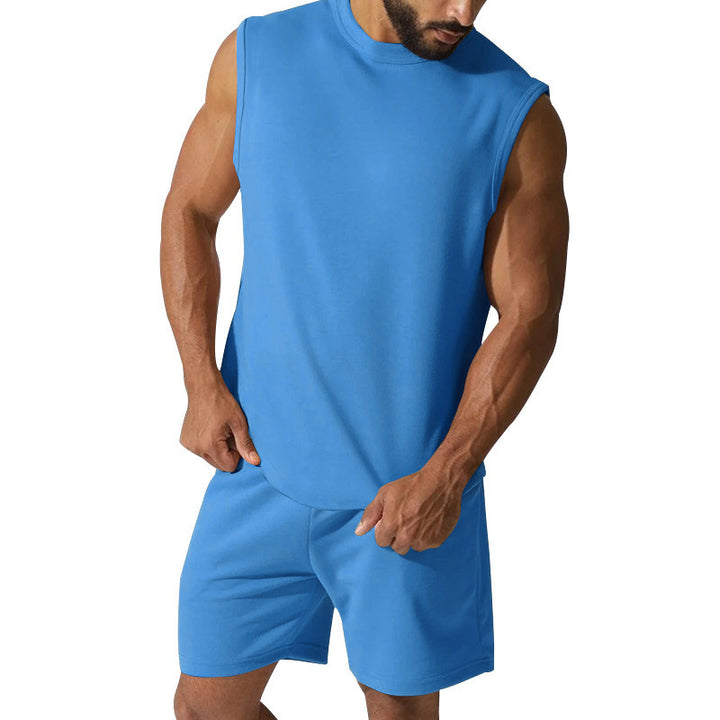 Herren Sportliches ärmelloses Trainingsset mit bequemen Shorts und atmungsaktivem Material Echoarchiv
