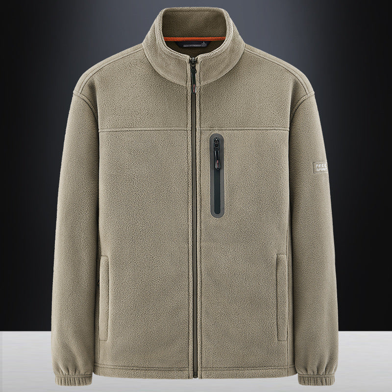 Herren Fleecejacke mit windabweisendem Microfleece, verschweißter Brustreißverschlusstasche und elastischen Bündchen – Cavarno