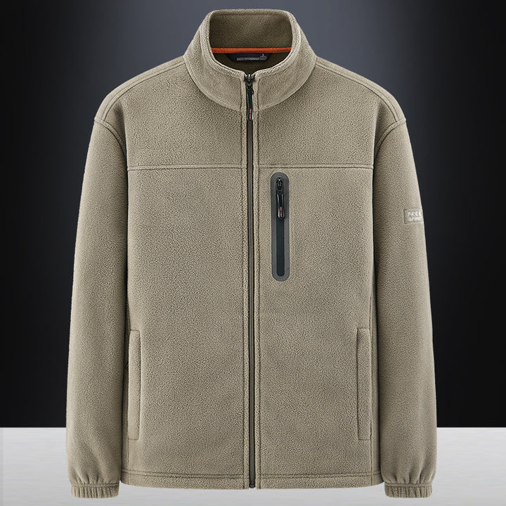 Herren Fleecejacke mit windabweisendem Microfleece, verschweißter Brustreißverschlusstasche und elastischen Bündchen – Cavarno