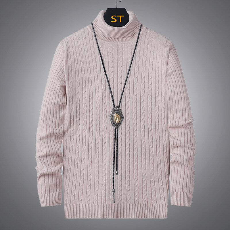Herren Rollkragenpullover mit strukturiertem Zopfmuster Echoarchiv