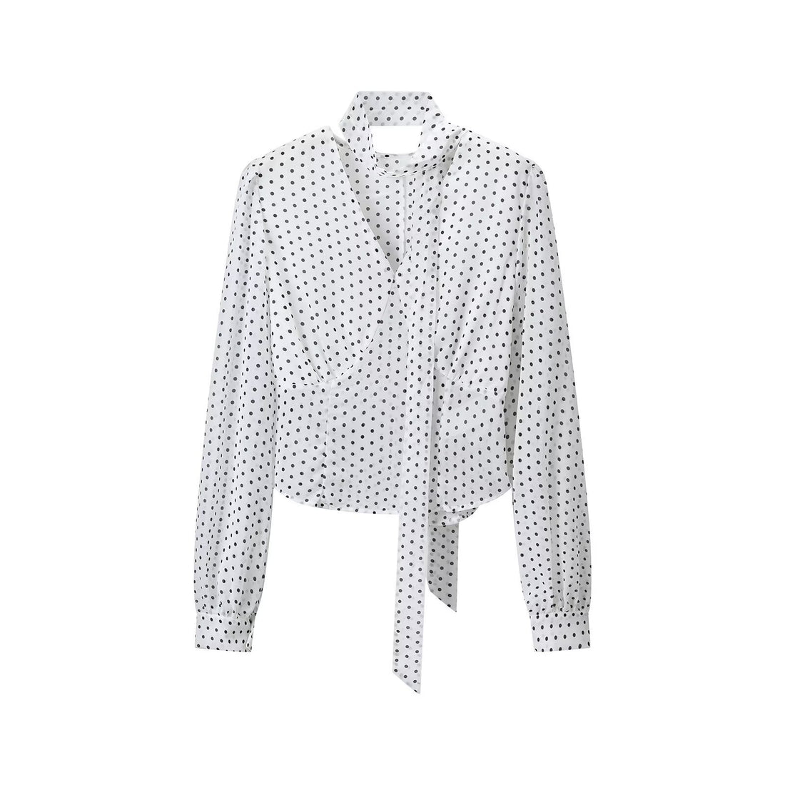 Damen Wickelbluse mit Bindeschal, V-Ausschnitt und Polka-Dot-Optik Echoarchiv