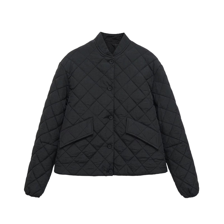 Damen Steppjacke mit Karomuster, kurzem Boxy‑Schnitt und Pattentaschen Echo Archiv