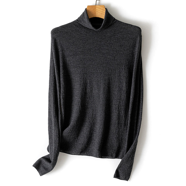 Damen Feiner Crinkle-Rollkragenpullover mit leichtem Fall Echoarchiv