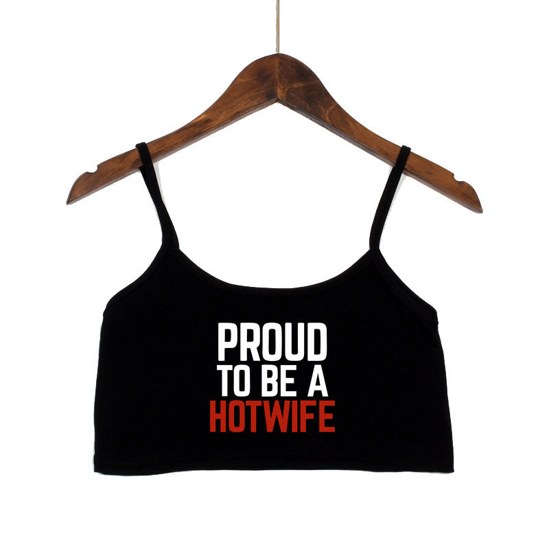Damen Crop-Top mit modernen Schriftzügen und verstellbaren Trägern Echo Archiv