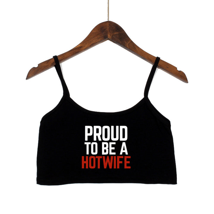 Damen Crop-Top mit modernen Schriftzügen und verstellbaren Trägern Echo Archiv