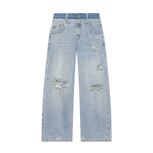 Damen Hochtaillierte Jeans mit weitem Bein und Destroyed-Optik Echo Archiv