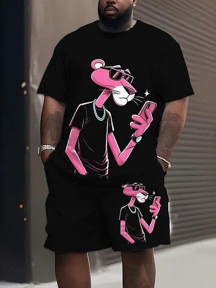 Herren nan lässiges Freizeit-Zweiteiler-Set mit großflächigem Smiley-Sonnenbrillen-Print Echo Archiv