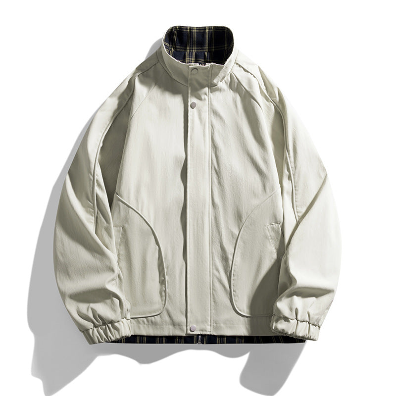 Herren Leichte Oversized Harrington-Jacke mit Karofutter, Raglanärmeln und elastischen Bündchen Echo Archiv
